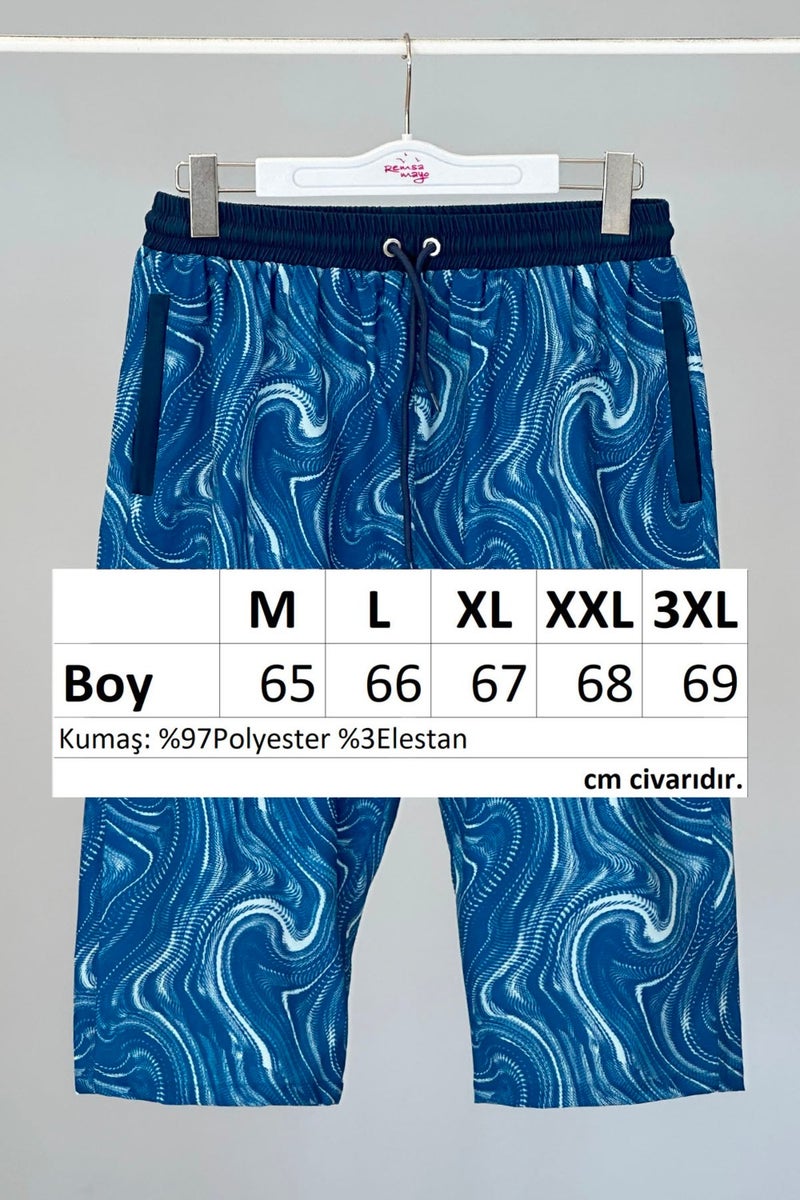 Remsa Mayo Remsa Swimsuit Remsa Men's Pool Sea Long Capri Shorts Swimsuit RK006 Navy Blue Wind  - Image 3