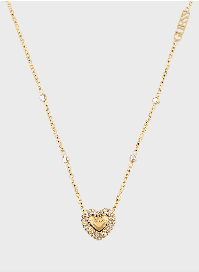 GUESS Jubn05018Jwygt/U 16-18 Inch Pave Heart Necklace