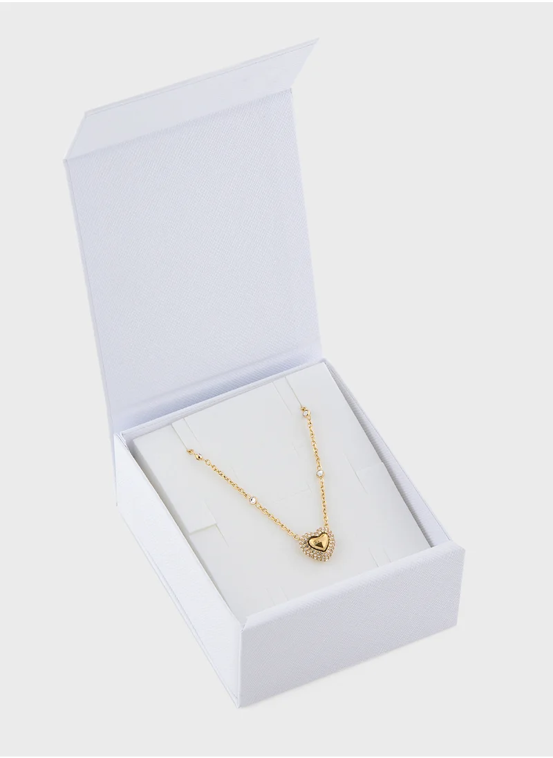 جس Jubn05018Jwygt/U 16-18 Inch Pave Heart Necklace