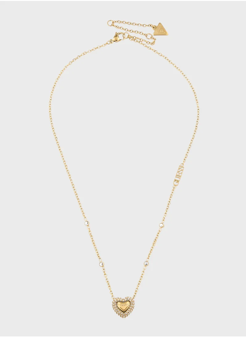 جس Jubn05018Jwygt/U 16-18 Inch Pave Heart Necklace