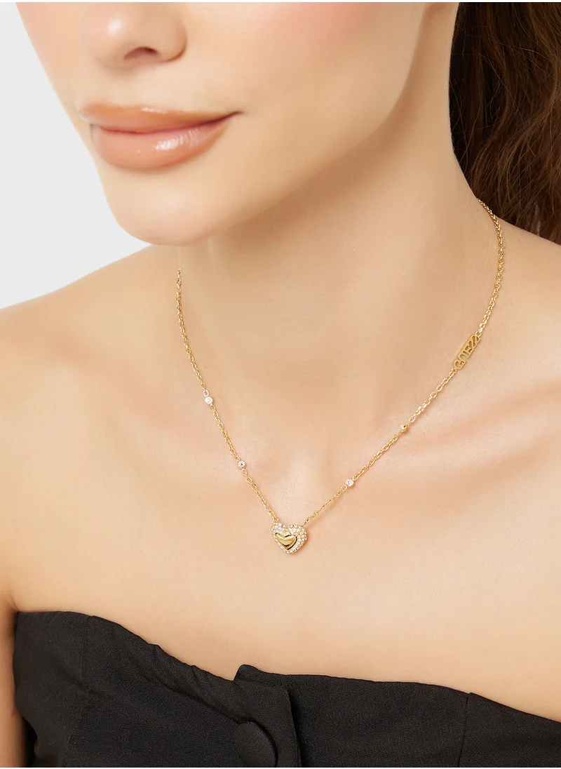 جس Jubn05018Jwygt/U 16-18 Inch Pave Heart Necklace