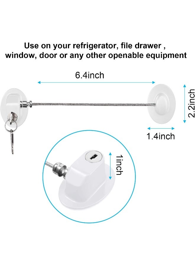 Hotop 4 Pack Cabinet Locks with Keys Mini Fridge Refrigerator Locks for Kids Toddlers Self Adhesive Child and Baby Proofing Safety for Deep Freezer Drawers Doors Latch(White) - Image 2
