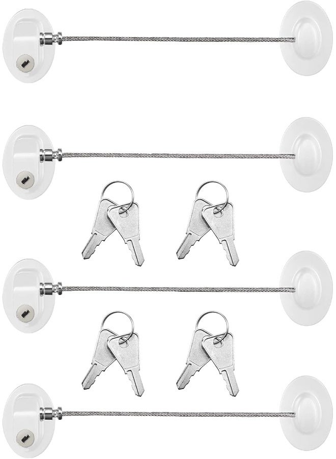 Hotop 4 Pack Cabinet Locks with Keys Mini Fridge Refrigerator Locks for Kids Toddlers Self Adhesive Child and Baby Proofing Safety for Deep Freezer Drawers Doors Latch(White) - Image 1