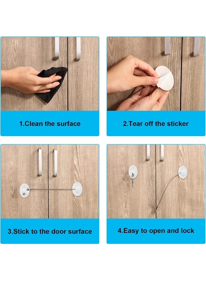 Hotop 4 Pack Cabinet Locks with Keys Mini Fridge Refrigerator Locks for Kids Toddlers Self Adhesive Child and Baby Proofing Safety for Deep Freezer Drawers Doors Latch(White) - Image 5