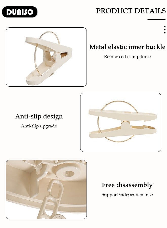 DUNISO Round Plastic Clothes Hangers, Windproof Laundry Clips with Clamp Grip Hook, 360° Rotatable Clothes Drying Rack, Durable Coat and Clothes Hangers with Clips, Durable Lightweight Space Saving Laundry Hangers for Coats, Skirts, Pants, Dress  - Image 2