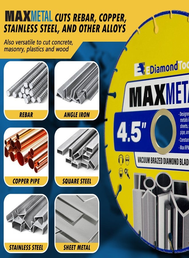 EDiamondTools شفرات منشار ماسية ملحومة بالتفريغ من إي دايموند تولز، مقاس 4.5 بوصة، للمعادن، بقطر محور يتراوح بين 7/8 و 5/8 بوصة - Image 2