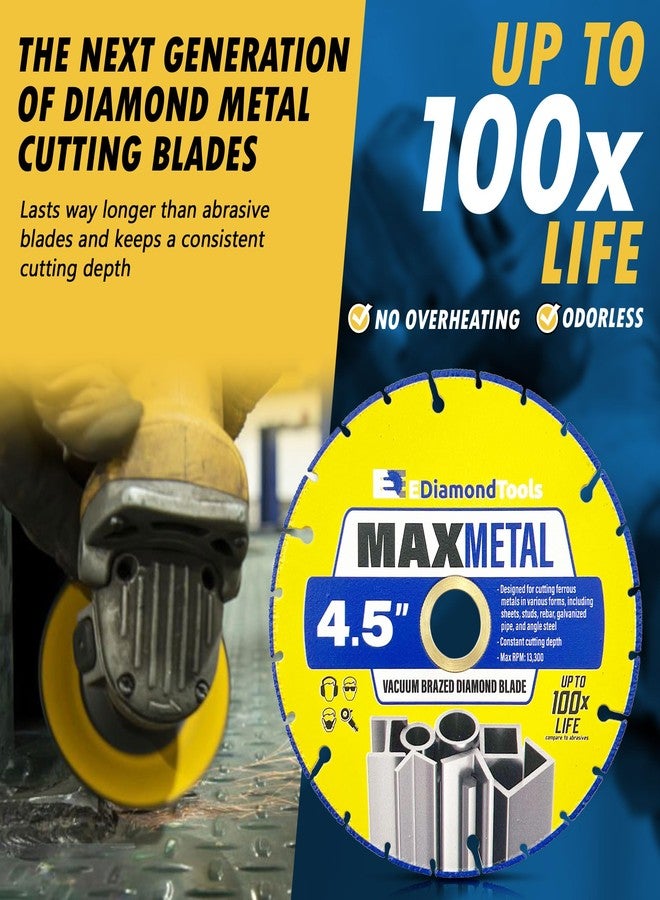 EDiamondTools شفرات منشار ماسية ملحومة بالتفريغ من إي دايموند تولز، مقاس 4.5 بوصة، للمعادن، بقطر محور يتراوح بين 7/8 و 5/8 بوصة - Image 3