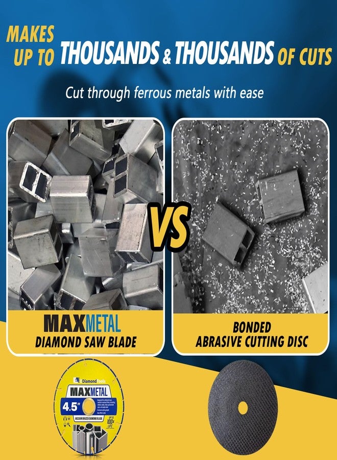 EDiamondTools شفرات منشار ماسية ملحومة بالتفريغ من إي دايموند تولز، مقاس 4.5 بوصة، للمعادن، بقطر محور يتراوح بين 7/8 و 5/8 بوصة - Image 4