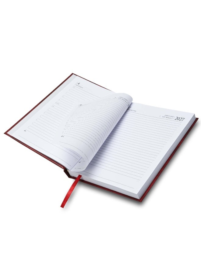 FIS 2027 Diary, A5 Size Diary(148x210mm), Hard Cover Vinyl Materials, Saturday & Sunday Combined, English, 60gsm White Paper, Maroon Color-FSDI90E27MR - Image 4