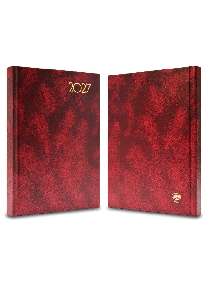 FIS 2027 Diary, A5 Size Diary(148x210mm), Hard Cover Vinyl Materials, Saturday & Sunday Combined, English, 60gsm White Paper, Maroon Color-FSDI90E27MR - Image 3
