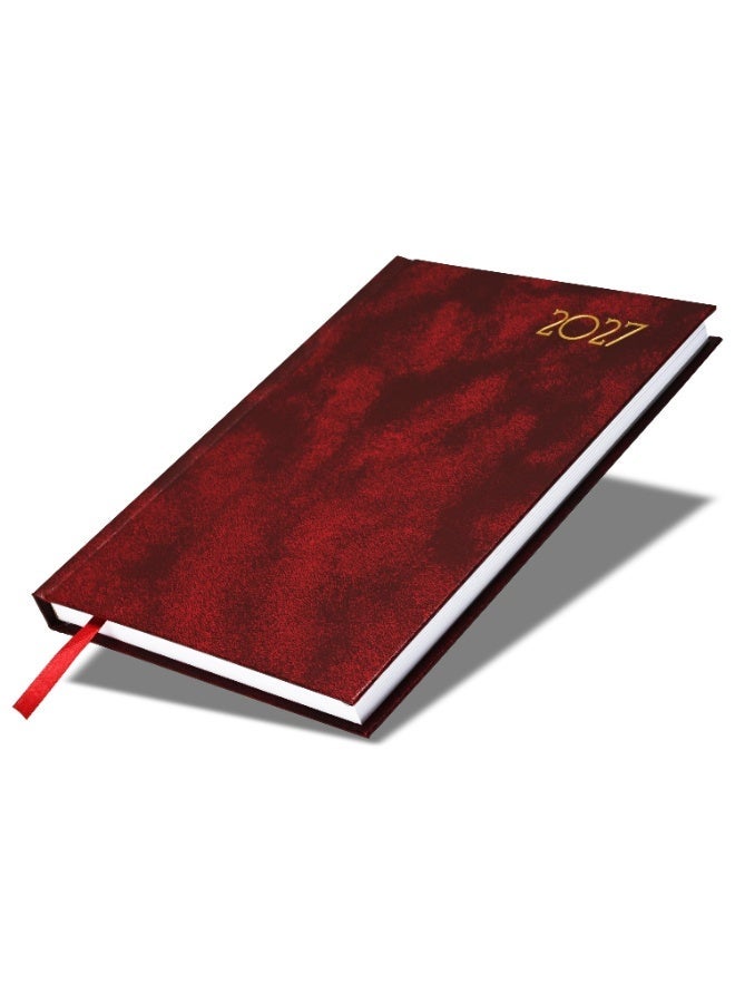 FIS 2027 Diary, A5 Size Diary(148x210mm), Hard Cover Vinyl Materials, Saturday & Sunday Combined, English, 60gsm White Paper, Maroon Color-FSDI90E27MR - Image 1