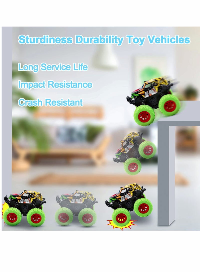 SYOSI Pull Back Car Toys for Boys 3-5 Years Old - 2 Pack Monster Toys Truck 360° Rotating Stunt Cars - Toddler Car Toys for Boys Girls Birthday Party Gifts - Image 2