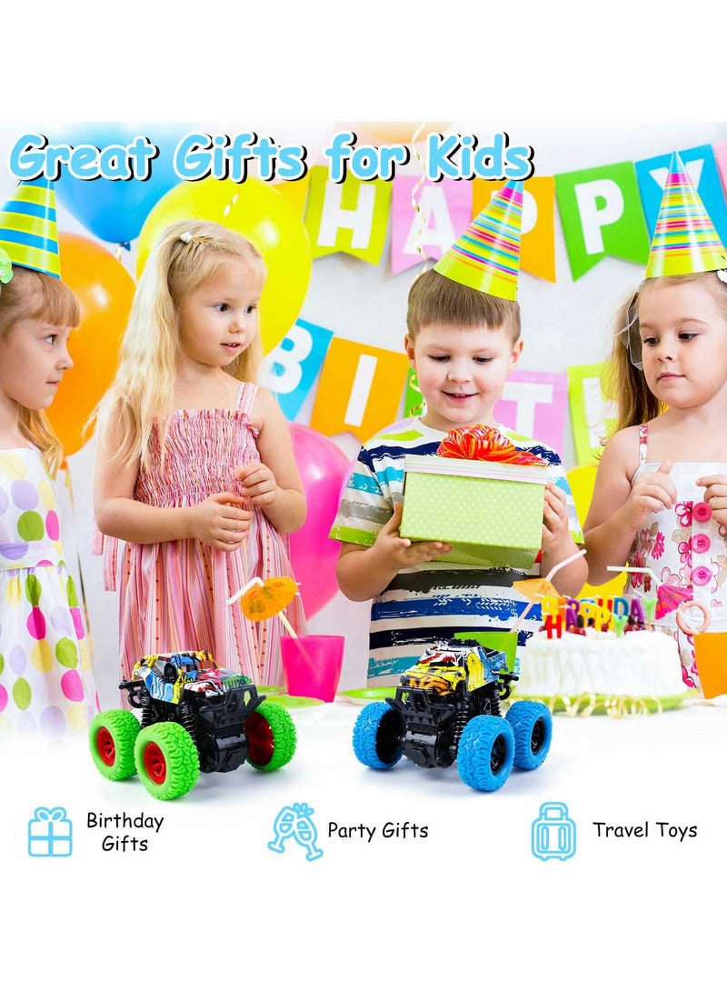 SYOSI Pull Back Car Toys for Boys 3-5 Years Old - 2 Pack Monster Toys Truck 360° Rotating Stunt Cars - Toddler Car Toys for Boys Girls Birthday Party Gifts - Image 5