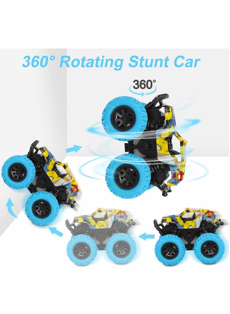 SYOSI Pull Back Car Toys for Boys 3-5 Years Old - 2 Pack Monster Toys Truck 360° Rotating Stunt Cars - Toddler Car Toys for Boys Girls Birthday Party Gifts - Image 3