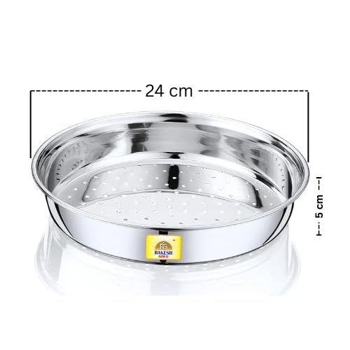 Rakesh Gold Steel-Stainer for Kitchen use – Multi-Use Channi for Kitchen/Steel Chalni with Holes for Wheat | (Stainless Steel) (Hole CHALNI, Regular Size) (Regular Size, Hole CHALNI) - Image 3