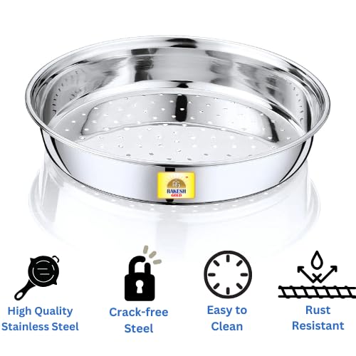 Rakesh Gold Steel-Stainer for Kitchen use – Multi-Use Channi for Kitchen/Steel Chalni with Holes for Wheat | (Stainless Steel) (Hole CHALNI, Regular Size) (Regular Size, Hole CHALNI) - Image 2