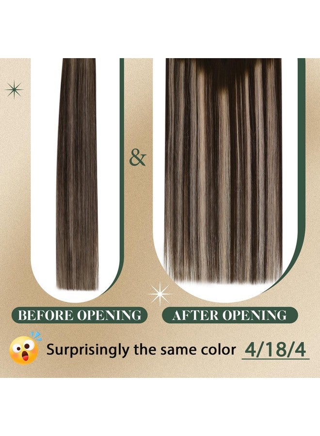 Ugeat Clip In Hair Extensions Human Hair Balayage Dark Brown Ombre Ash Brown Hair Extensions Real Human Hair Clip Ins 16 Inch 7Pcs 120G(105G Hair+15G Clips) - Image 2