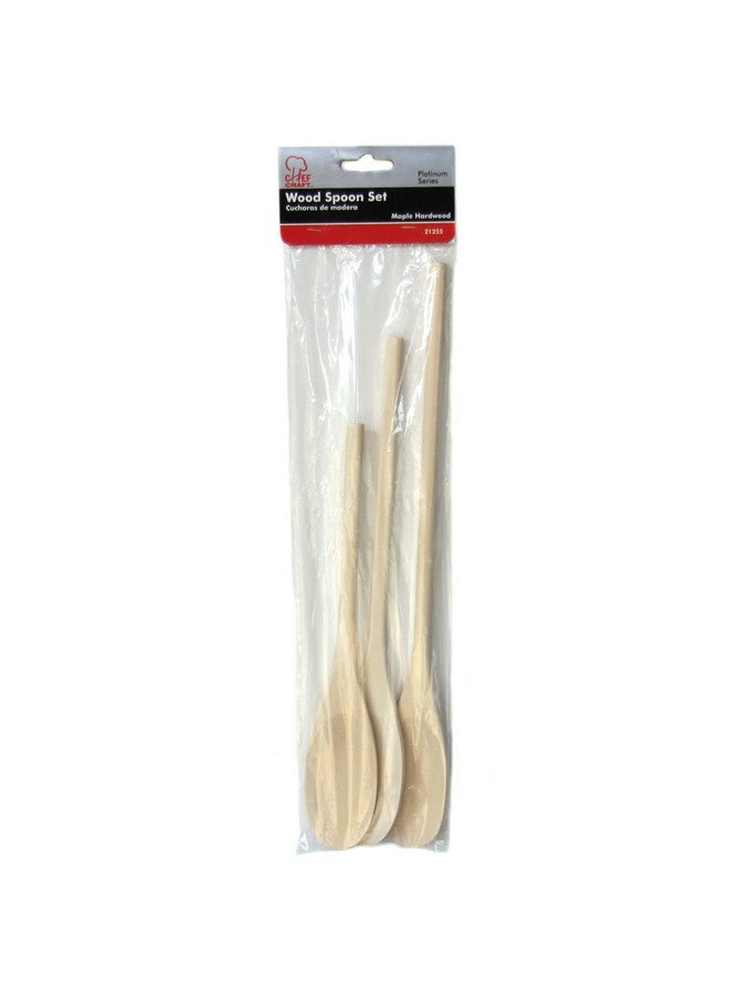 Chef Craft Select Maple Solid Spoon Set, 10, 12, 14 inch 3 Piece Set, Natural - Image 2