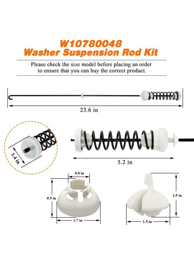 Blutoget Updated W10780048 Washer Suspension Rod Kit - Fit for Whirlpool WTW4800XQ4 WTW4800XQ1 WTW4800XQ2, May-tag MVWC200XW2, Admiral ATW4675YQ1,W10257087, W10257088-5 Year Warranty (Pack of 4) - Image 5