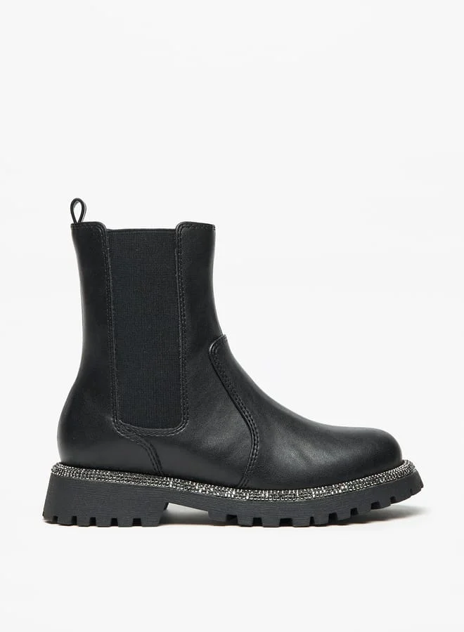 Little Missy Girls Solid Ankle Boots with Zip Closure