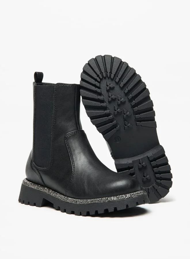 Little Missy Girls Solid Ankle Boots with Zip Closure