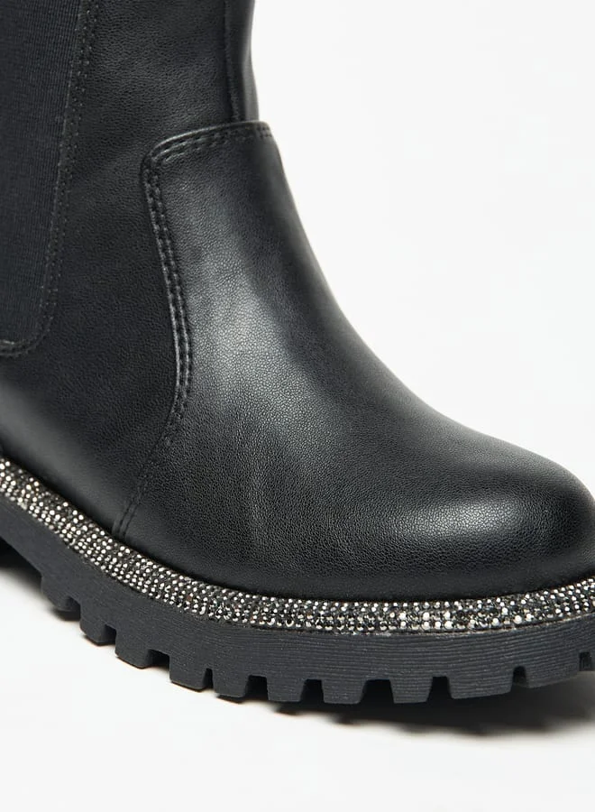 Little Missy Girls Solid Ankle Boots with Zip Closure