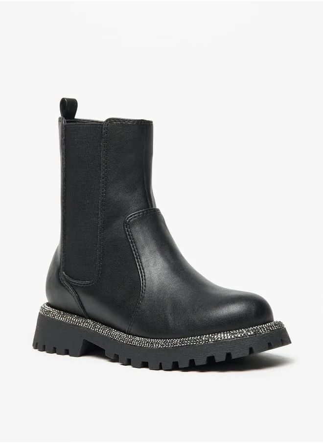 Little Missy Girls Solid Ankle Boots with Zip Closure