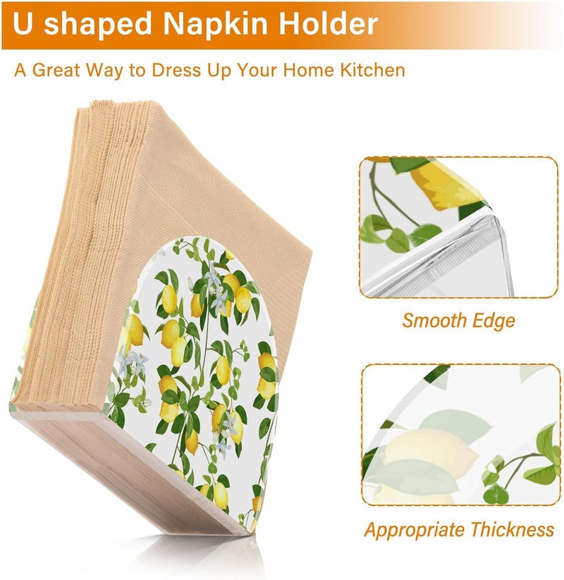 xigua Lemon Acrylic Napkin Holder Clear Plastic Cocktail Napkin Holder for Kitchen Restaurant Tables - Image 4