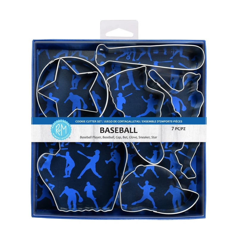 RM RM International Baseball Cookie Cutters Bat Hat Ball Player Glove Star Sneaker 7Piece SetSilver 