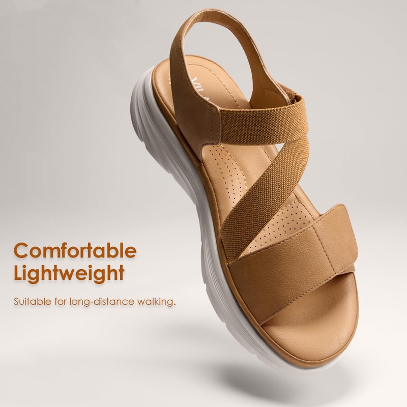 Vilanva Women's Comfortable Walking Sandals Brown Size 8 - Image 5