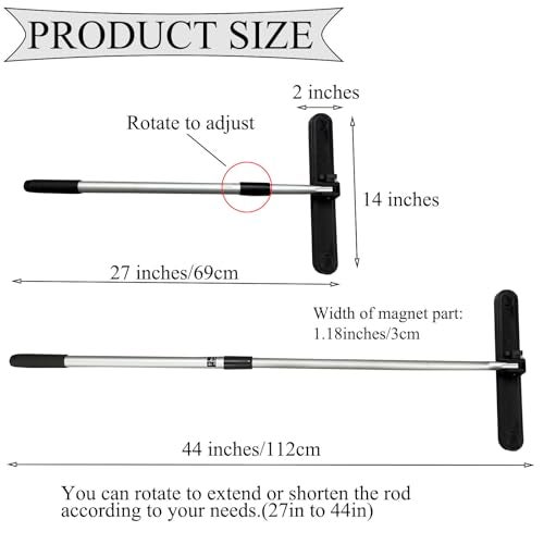 AOMAG 57 LB Strong Magnetic Nais Sweeper Telescoping Magnet Pickup Tool from 27 to 44Heavy Duty Magnetic Nail Sweeper for Picking Nails Screws Metal Tools - Image 3