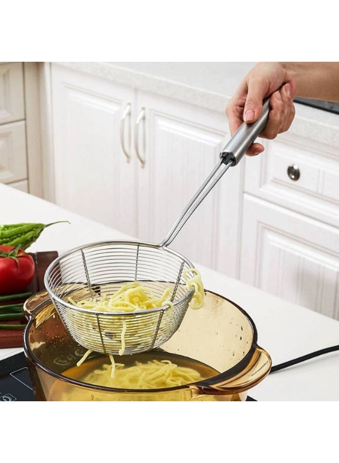 مصفاة عنكبوتية للمطبخ، ملعقة مثقبة من الفولاذ المقاوم للصدأ لتصفية المعكرونة بطول 15 سم، مصفاة طعام الطماطم، مغرفة لتصفية المعكرونة، الطبخ وقلي الطعام في المطبخ. - Image 4