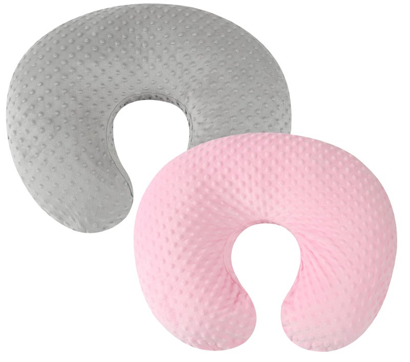 Bilokonda Dot Nursing Pillow Cover Set 2 Pack Nursing Pillow Slipcovers Ultra Soft Compatible with Boppy PillowStandard Pillow for Baby Boy Girl Grey and Pink - Image 2