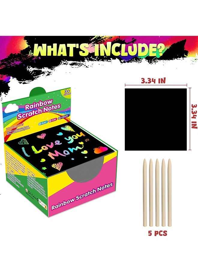 ZMLM Rainbow Scratch Paper Art Crafts Mini Notes Kids Gifts 4 5 6 7 8 9 10 Years Old Girls Boys Students Teens Classroom Prizes Supplies School Birthday Party Travel Toy  - Image 4