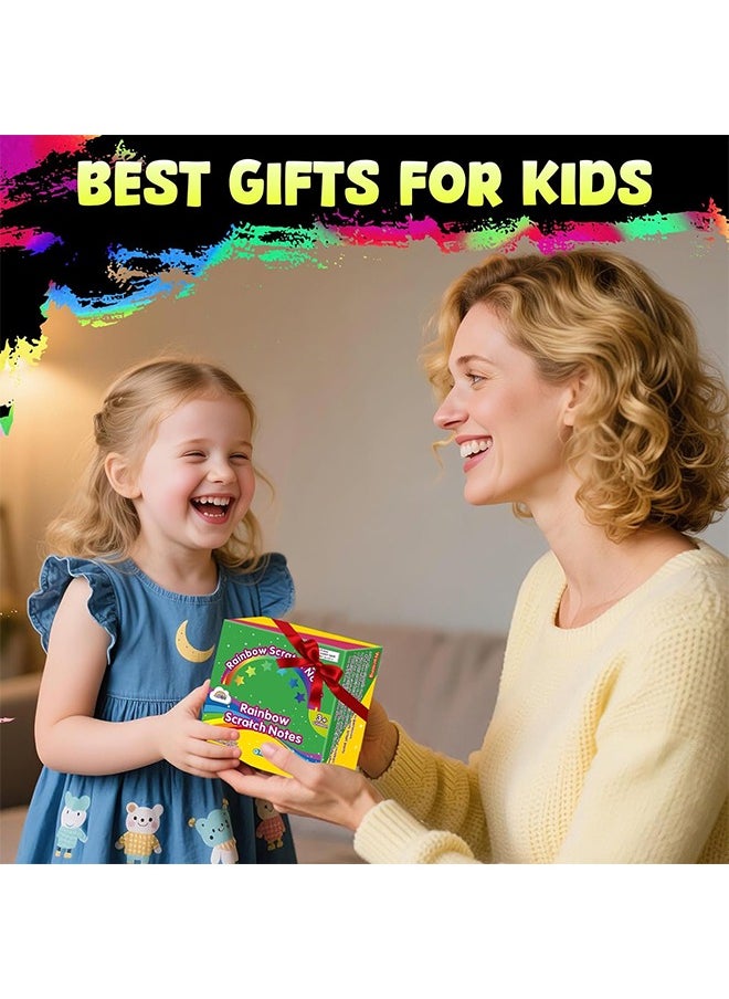 ZMLM Rainbow Scratch Paper Art Crafts Mini Notes Kids Gifts 4 5 6 7 8 9 10 Years Old Girls Boys Students Teens Classroom Prizes Supplies School Birthday Party Travel Toy  - Image 3
