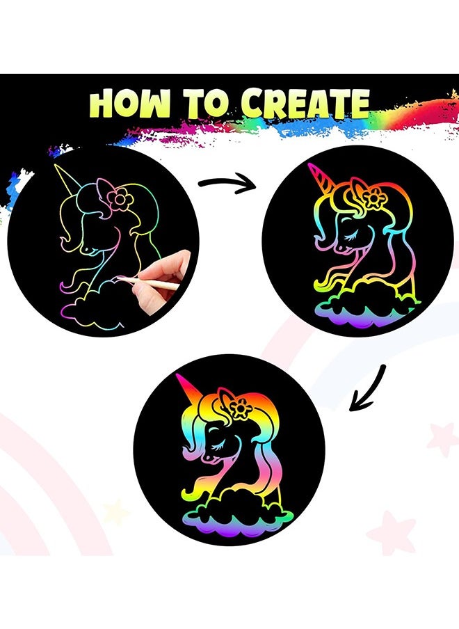 ZMLM Rainbow Scratch Paper Art Crafts Mini Notes Kids Gifts 4 5 6 7 8 9 10 Years Old Girls Boys Students Teens Classroom Prizes Supplies School Birthday Party Travel Toy  - Image 2