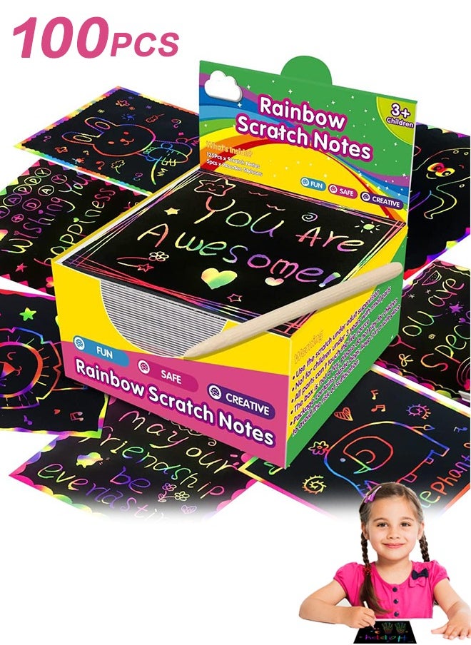 ZMLM Rainbow Scratch Paper Art Crafts Mini Notes Kids Gifts 4 5 6 7 8 9 10 Years Old Girls Boys Students Teens Classroom Prizes Supplies School Birthday Party Travel Toy  - Image 1
