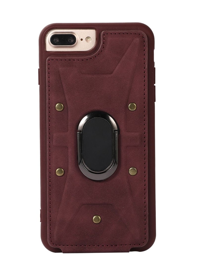 Suteni Ring Buckle Back Cover Card Slots Leather Phone Case for Samsung 
