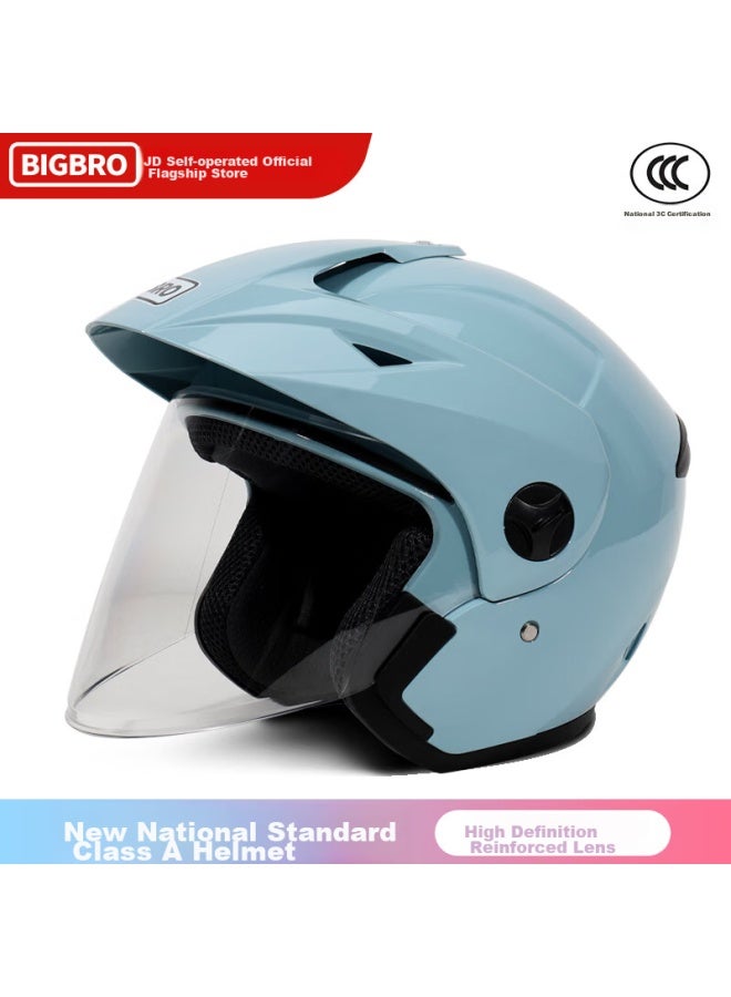 Bigbro Ky188 Autumn Blue, New National Standard 3c Motorcycle And Electric Bicycle Helmet, Uni For All Seasons, Summer Sun Protection, Electric Scooter Safety Helmet With Visor - Image 1