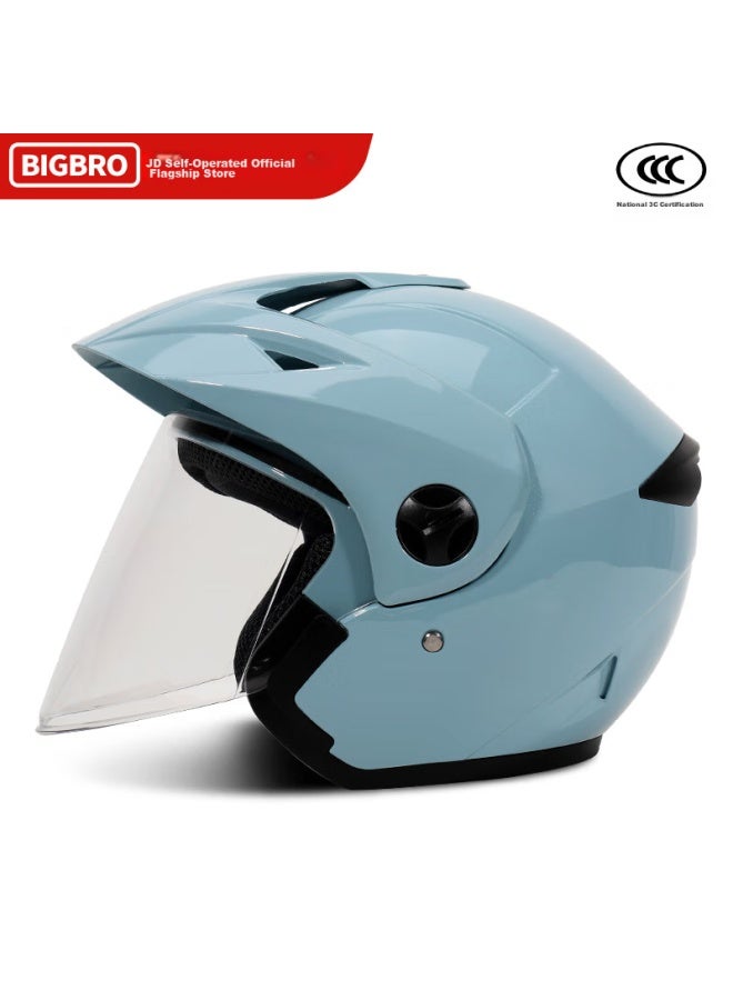 Bigbro Ky188 Autumn Blue, New National Standard 3c Motorcycle And Electric Bicycle Helmet, Uni For All Seasons, Summer Sun Protection, Electric Scooter Safety Helmet With Visor - Image 2