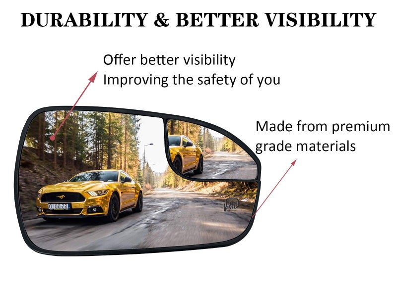 SKARUMMER Passenger Right Side Mirror Replacement for 2013 2014 2015 2016 2017 2018 2019 2020 Ford Fusion Side Mirror Glass - Side View Heated Convex Mirror with Blind Spot Rear Holder - Image 3