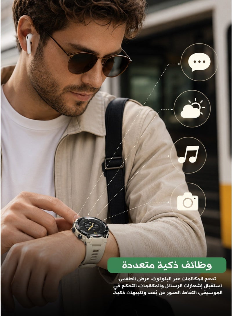 سبورت ساعة ذكية G3 بشاشة دائرية عالية الوضوح – بلوتوث للمكالمات، مقاومة للماء، مراقبة الصحة والرياضة، هيكل معدني وحزام سيليكون، للرجال والنساء - Image 1