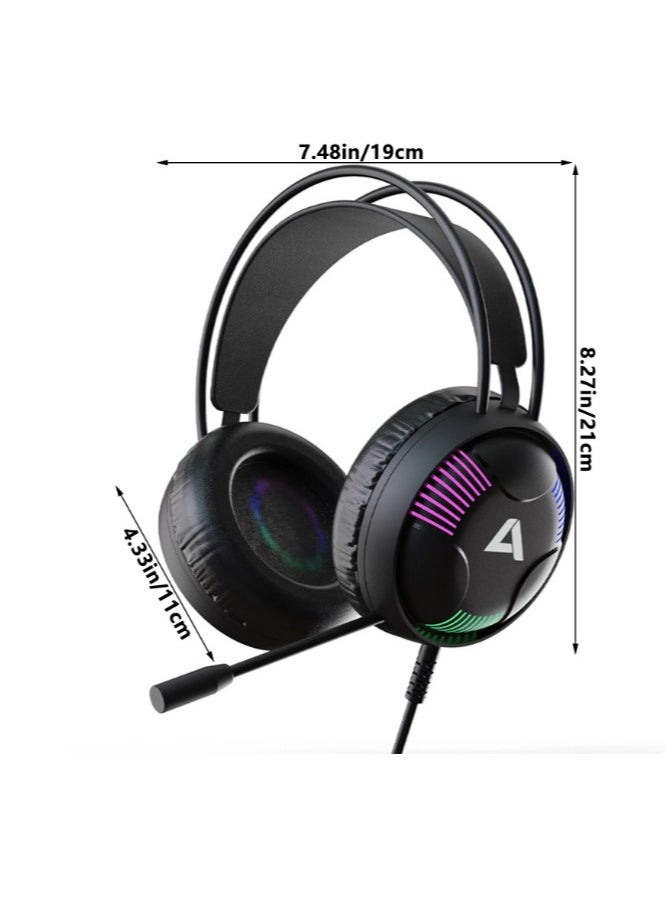 Generic - ACESTEK AH11 7.1 Surround Sound PS4 Headset with Microphone, For Games, PC Headphones, Heavy Bass, Telescopic, Noise Isolation, Wired, FPS Compatible, LED Light - Image 1