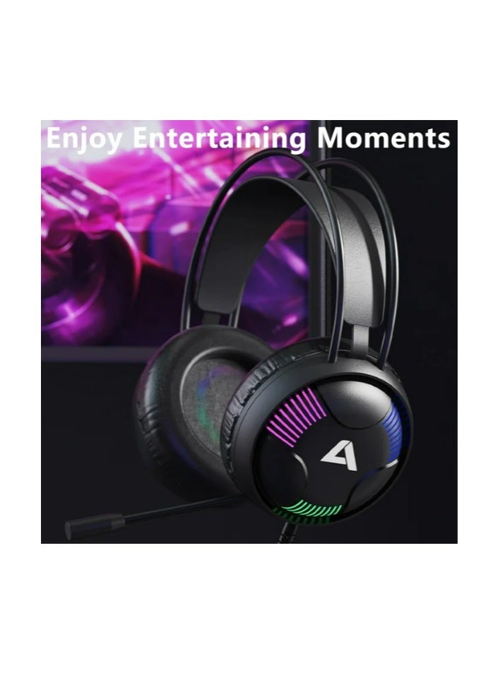 Generic - ACESTEK AH11 7.1 Surround Sound PS4 Headset with Microphone, For Games, PC Headphones, Heavy Bass, Telescopic, Noise Isolation, Wired, FPS Compatible, LED Light - Image 1