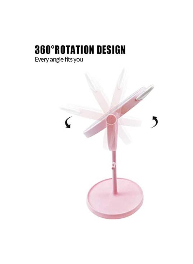 YelaJoy Makeup Mirror with Cute Cat Ears, Desk Mirror with Stand, Vanity Mirror for Women, High Definition Standing Swivel Cosmetic Mirror, 360°Rotation Cosmetic Clear Mirror for Bedroom Tabletop, Bathroom, Office(Pink) - Image 3