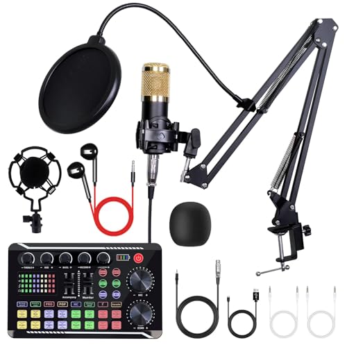 ALSO GO Podcast Equipment Bundle, Podcast Equipment with BM-800 Microphone(Gold) & F998 Sound Card, Recording Studio Equipment for Podcasting, Singing, Gaming, and Live Streaming YouTube Tiktok - Image 2