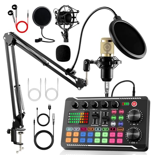 ALSO GO Podcast Equipment Bundle, Podcast Equipment with BM-800 Microphone(Gold) & F998 Sound Card, Recording Studio Equipment for Podcasting, Singing, Gaming, and Live Streaming YouTube Tiktok - Image 1