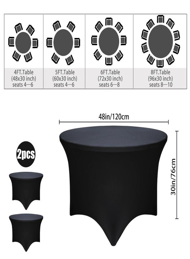 Yoquare 2 Pack Thick Black 48Inch Round Spandex Tablecloth for 4FT Round Tables|Fitted Stretch Tablecloth with Foot Bag for Party, Wedding, Birthday, Banquet, Vendor Stand - Image 2