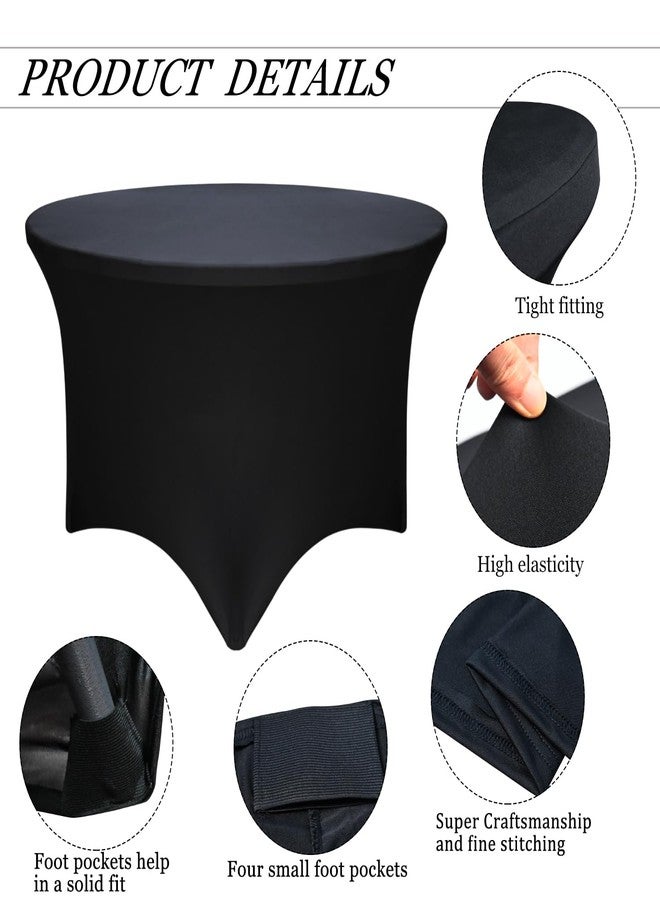 Yoquare 2 Pack Thick Black 48Inch Round Spandex Tablecloth for 4FT Round Tables|Fitted Stretch Tablecloth with Foot Bag for Party, Wedding, Birthday, Banquet, Vendor Stand - Image 4