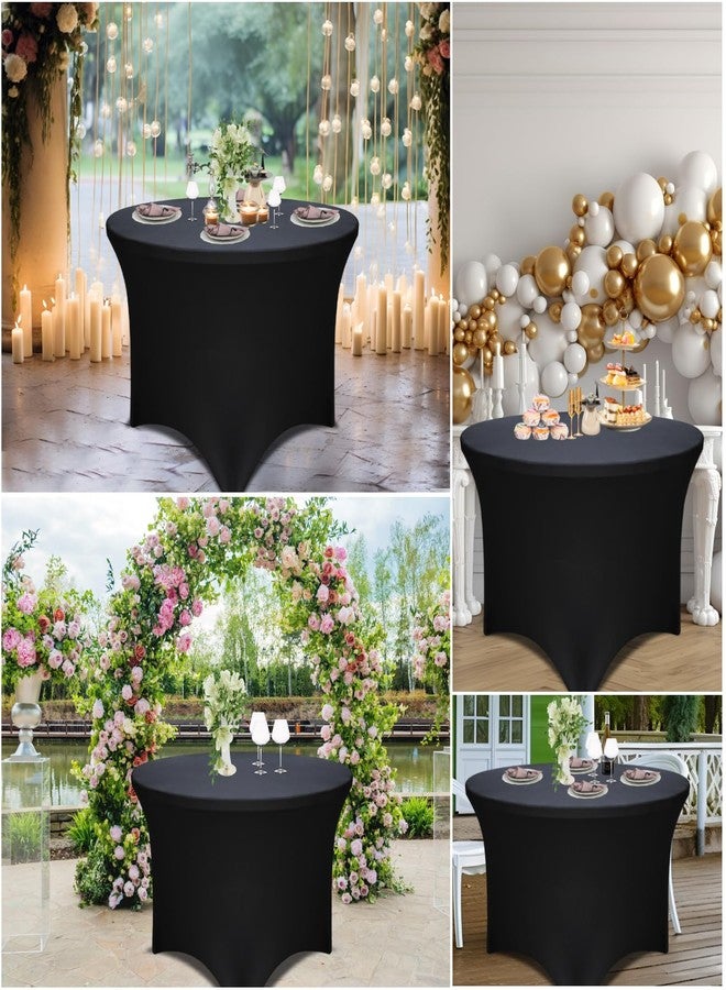 Yoquare 2 Pack Thick Black 48Inch Round Spandex Tablecloth for 4FT Round Tables|Fitted Stretch Tablecloth with Foot Bag for Party, Wedding, Birthday, Banquet, Vendor Stand - Image 5